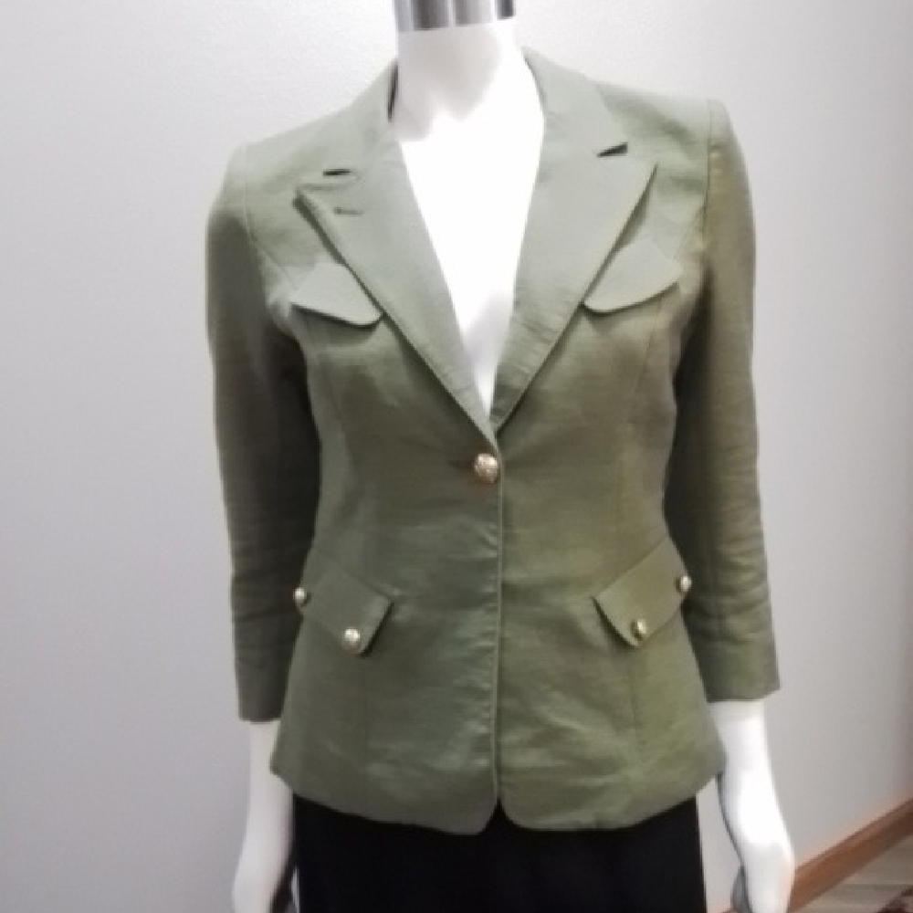 *copy* Princess Kate loves Smythe! Green, lined, linen/cotton blazer, size 8. - Picture 4 of 10